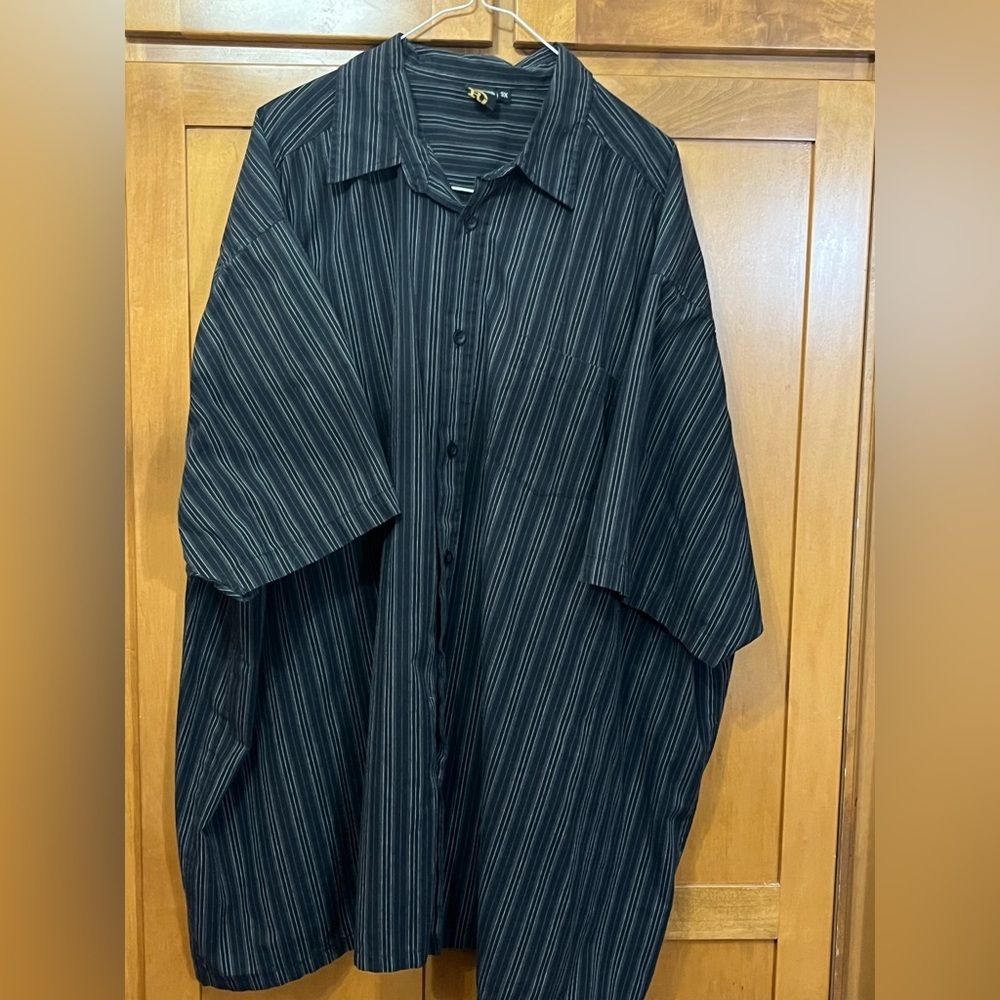 Roadster original Black Striped Button-Up Shirt, Mechanic Shopwear Size 3X